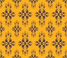 etnisk folk geometrisk sömlös mönster i blå och gul vektor