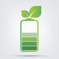grön energi koncept ekologi lämnar batteri vektor
