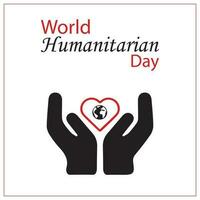 Welt humanitär Tag. Hände halten Herz. International humanitär Tag Typografie Schriftart vektor