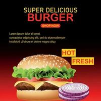 redigerbar minimal social media burger affisch. burger baner, tidskrift design. rabatt marknadsföring posta. reklam folder design. eleganta social media annons. vektor