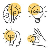 Satz von Brainstorming- und Ideenkonzept-Vektordesigns