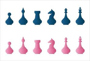 vektor uppsättning blå och rosa schackpjäser
