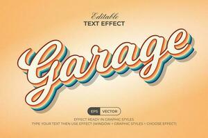 garage text effekt årgång färgrik stil. redigerbar text effekt. vektor