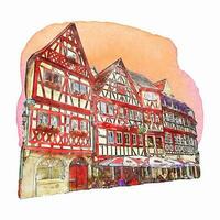 Ochsenfurt Deutschland Aquarell Hand gezeichnet Illustration isoliert auf Weiß Hintergrund vektor