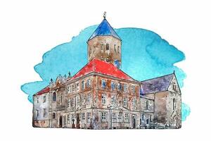 Paderborn Deutschland Aquarell Hand gezeichnet Illustration isoliert auf Weiß Hintergrund vektor