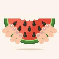 Essen Wassermelone, isoliert Hintergrund. vektor