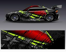 Auto-Wrap-Design-Vektor. grafische abstrakte Streifen-Rennhintergrund-Kit-Designs für Wrap-Fahrzeug-Rennwagen-Rallye-Abenteuer und Lackierungen vektor