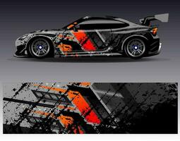 Auto-Wrap-Design-Vektor. grafische abstrakte Streifen-Rennhintergrund-Kit-Designs für Wrap-Fahrzeug-Rennwagen-Rallye-Abenteuer und Lackierungen vektor