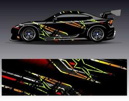 Auto-Wrap-Design-Vektor. grafische abstrakte Streifen-Rennhintergrund-Kit-Designs für Wrap-Fahrzeug-Rennwagen-Rallye-Abenteuer und Lackierungen vektor