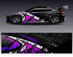 bil wrap design vektor. grafisk abstrakt stripe racing bakgrund kit designs för wrap fordon racer bil rally äventyr och livery vektor