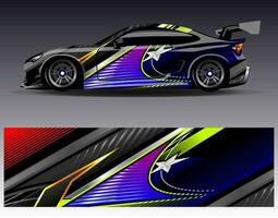 Auto-Wrap-Design-Vektor. grafische abstrakte Streifen-Rennhintergrund-Kit-Designs für Wrap-Fahrzeug-Rennwagen-Rallye-Abenteuer und Lackierungen vektor