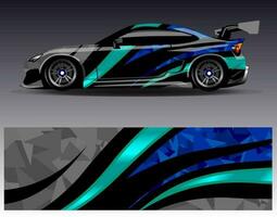 bil wrap design vektor. grafisk abstrakt stripe racing bakgrund kit designs för wrap fordon racer bil rally äventyr och livery vektor