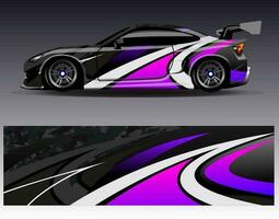 bil wrap design vektor. grafisk abstrakt stripe racing bakgrund kit designs för wrap fordon racer bil rally äventyr och livery vektor