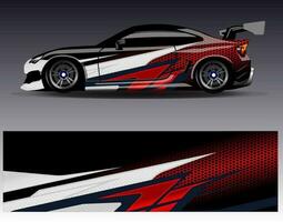 bil wrap design vektor. grafisk abstrakt stripe racing bakgrund kit designs för wrap fordon racer bil rally äventyr och livery vektor