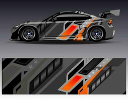 bil wrap design vektor. grafisk abstrakt stripe racing bakgrund kit designs för wrap fordon racer bil rally äventyr och livery vektor