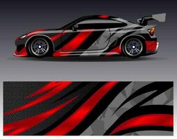 Auto-Wrap-Design-Vektor. grafische abstrakte Streifen-Rennhintergrund-Kit-Designs für Wrap-Fahrzeug-Rennwagen-Rallye-Abenteuer und Lackierungen vektor