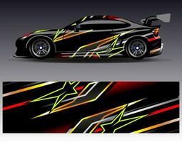 Auto-Wrap-Design-Vektor. grafische abstrakte Streifen-Rennhintergrund-Kit-Designs für Wrap-Fahrzeug-Rennwagen-Rallye-Abenteuer und Lackierungen vektor