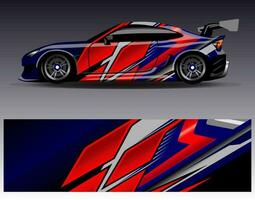 Auto-Wrap-Design-Vektor. grafische abstrakte Streifen-Rennhintergrund-Kit-Designs für Wrap-Fahrzeug-Rennwagen-Rallye-Abenteuer und Lackierungen vektor