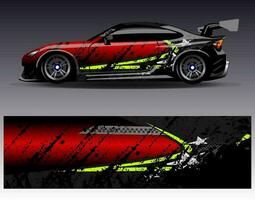 Auto-Wrap-Design-Vektor. grafische abstrakte Streifen-Rennhintergrund-Kit-Designs für Wrap-Fahrzeug-Rennwagen-Rallye-Abenteuer und Lackierungen vektor