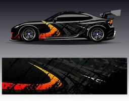 Auto-Wrap-Design-Vektor. grafische abstrakte Streifen-Rennhintergrund-Kit-Designs für Wrap-Fahrzeug-Rennwagen-Rallye-Abenteuer und Lackierungen vektor