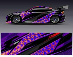 Auto-Wrap-Design-Vektor. grafische abstrakte Streifen-Rennhintergrund-Kit-Designs für Wrap-Fahrzeug-Rennwagen-Rallye-Abenteuer und Lackierungen vektor