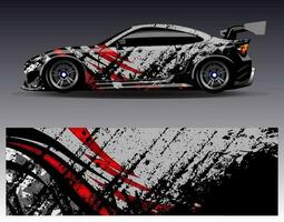 bil wrap design vektor. grafisk abstrakt stripe racing bakgrund kit designs för wrap fordon racer bil rally äventyr och livery vektor