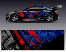 bil wrap design vektor. grafisk abstrakt stripe racing bakgrund kit designs för wrap fordon racer bil rally äventyr och livery vektor