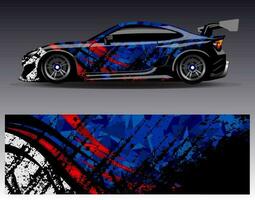 bil wrap design vektor. grafisk abstrakt stripe racing bakgrund kit designs för wrap fordon racer bil rally äventyr och livery vektor