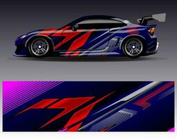 Auto-Wrap-Design-Vektor. grafische abstrakte Streifen-Rennhintergrund-Kit-Designs für Wrap-Fahrzeug-Rennwagen-Rallye-Abenteuer und Lackierungen vektor