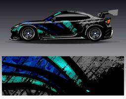 bil wrap design vektor. grafisk abstrakt stripe racing bakgrund kit designs för wrap fordon racer bil rally äventyr och livery vektor