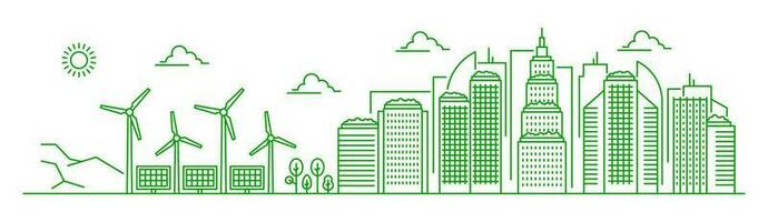 eco stad landskap med grön energi byggnader vektor