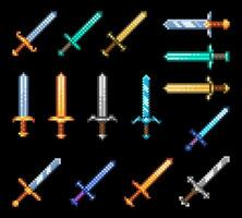 Pixel Spiel Schwerter Waffe, Ritter Rüstung Spiel Anlagegut vektor