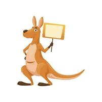 tecknad serie känguru med tecken styrelse, rolig vallaby vektor