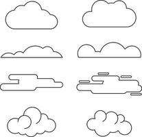 Wolken Vektor Satz. anders Wolke Formen. Wolke Symbol oder Logo isoliert Zeichen Symbol Vektor Illustration - - Sammlung von hoch Qualität schwarz Stil Vektor Symbole. einstellen von Vektor Abbildungen von Wolke Symbole