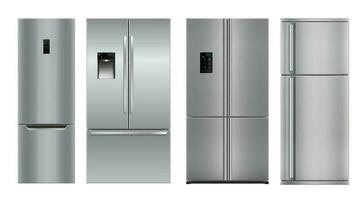 realistisch modern Küche Kühlschränke und Kühlschränke vektor