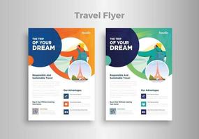 Design der Reiseflyer-Vorlage mit Kontakt- und Veranstaltungsortdetails vektor