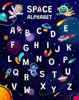 Karikatur Raum Alphabet, ABC mit Astronaut Kinder vektor