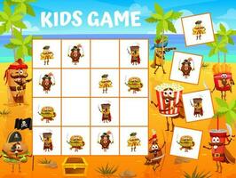 Sudoku Kinder Spiel Piraten Fast Food Zeichen vektor