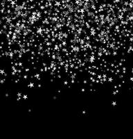 silverstjärnor som faller från himlen på svart bakgrund vektor