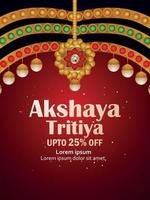 indisk festival av lycklig akshaya tritiya försäljningsaffisch med kreativ guldillustration vektor