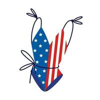 amerikan flagga baddräkt vektor ikon. badning kostym med stjärnor, Ränder för juli 4:a. sommar kläder för USA oberoende dag. badkläder för simning, semester. platt tecknad serie ClipArt för skriva ut, kort, webb