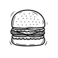 süß handgemalt Burger Vektor Illustration mit schwarz und Weiß Design