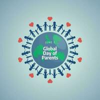 global dag av föräldrar design mall för firande. global föräldrar dag vektor design. föräldrar eller familj illustration mall. platt vetor design. klot vektor.