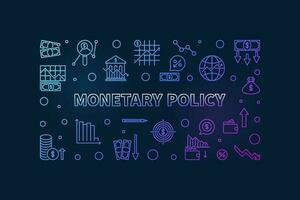 monetär politik horisontell färgad baner - makroekonomi vektor illustration