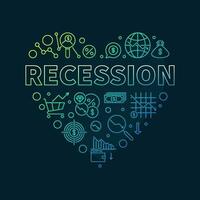 Rezession Vektor Konzept Herz geformt farbig Banner. finanziell Krise Illustration