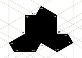 das Hut, Neu Form, sich nicht wiederholend Polygon Muster mit 13-seitig, mit ein skizzieren und das Grad Wert von jeder Winkel vektor