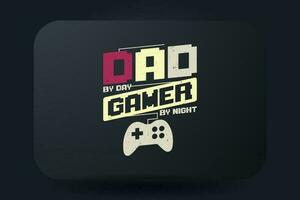 fäder dag t-shirt design pappa förbi dag gamer förbi natt vektor