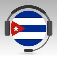 Kuba Flagge mit Kopfhörer, Unterstützung unterzeichnen. Vektor Illustration.