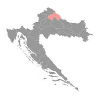 koprivnica krizevci Karte, Unterteilungen von Kroatien. Vektor Illustration.