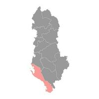 vlore Bezirk Karte, administrative Unterteilungen von Albanien. Vektor Illustration.